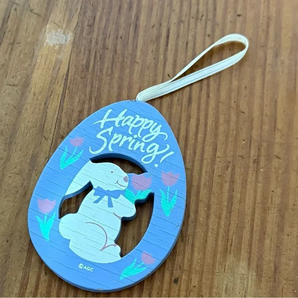 Blue Easter‎ Egg Ornament with Bunny Design